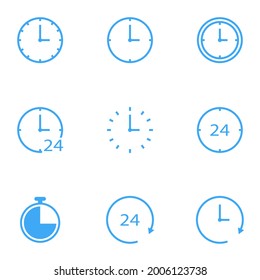 Time and clock line icons. Vector linear icon set.