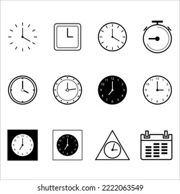 Time and clock line icons. Vector linear icon set.
