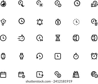 Diseño vectorial de iconos de línea de tiempo y reloj