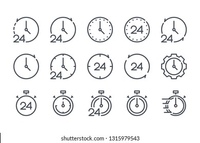 Time and clock line icons. Watch and Timer ector linear icon set.