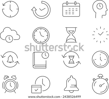 Time and Clock line icons. Watch, Timer, Date, Current time and Calendar vector  icon.