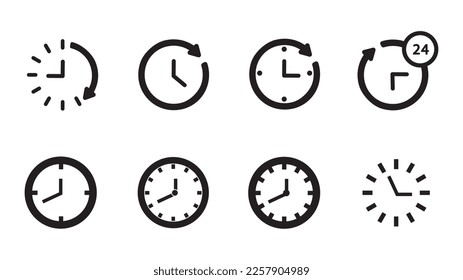 Time and clock line icons.Clock icon set. Time clock icons collection.Vector iluustration