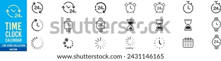 Time Clock liner Icons collection vector