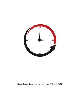 idea del logotipo de hora o reloj, símbolo del reloj comercial, icono vectorial Ilustración 