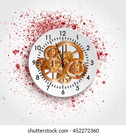 time clock mechanism and blot, vector illustration,