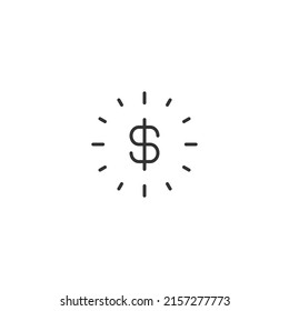 Time and clock. Minimalistic illustration drawn with black thin line. Editable stroke. Suitable for web sites, stores, mobile apps. Line icon of dollar inside of clock 