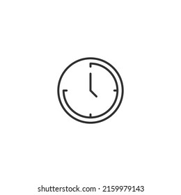 Time and clock. Minimalistic illustration drawn with black thin line. Editable stroke. Suitable for web sites, stores, mobile apps. Line icon of clock with hands