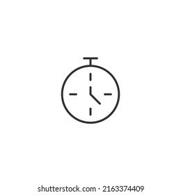 Time and clock. Minimalistic illustration drawn with black thin line. Editable stroke. Suitable for web sites, stores, mobile apps. Line icon of alarm clock 