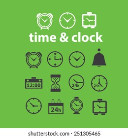 tiempo, reloj, minutos diseño aislado iconos planos, signos, ilustraciones vectorial establecido en el fondo