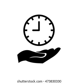 Time or clock on hand  icon -  vector illustration.