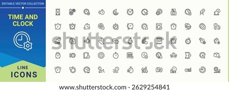 Time And Clock related icon set. Pack of hourglass, watch, stopwatch, day, alarm, dial, time and more. Minimalist linear icons. Vector illustration. Pixel perfect. Hourglass icon set.