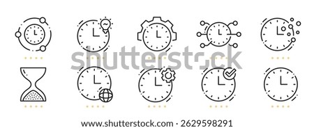 Time and clock related line icons. Editable stroke