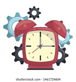 time clock retro classic vintage watch alarm with gears cartoon vector illustration graphic design
