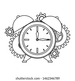 time clock retro classic vintage watch alarm with gears cartoon vector illustration graphic design