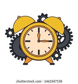 time clock retro classic vintage watch alarm with gears cartoon vector illustration graphic design