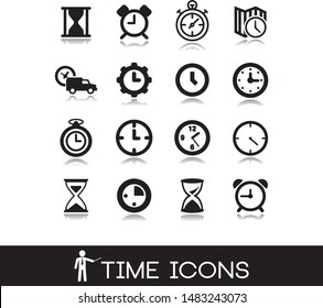 Time and clock set icons. 