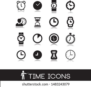 Time and clock set icons. 