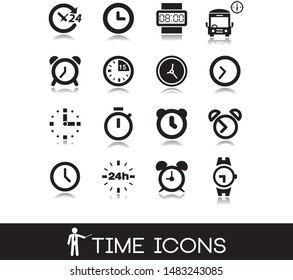 Time and clock set icons. 