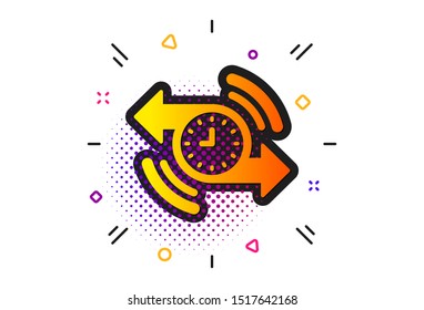 Time or clock sign. Halftone circles pattern. Timer icon. Classic flat timer icon. Vector