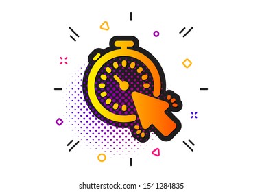 Time or clock sign. Halftone circles pattern. Timer icon. Mouse cursor symbol. Classic flat timer icon. Vector