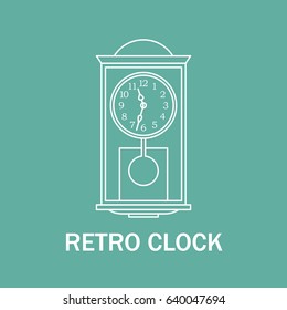 Time and clock sign. Watch icon. Line style illustration isolated. Retro design.