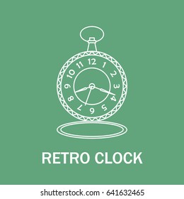 Time and clock sign. Watch icon. Line style illustration isolated. Retro design.