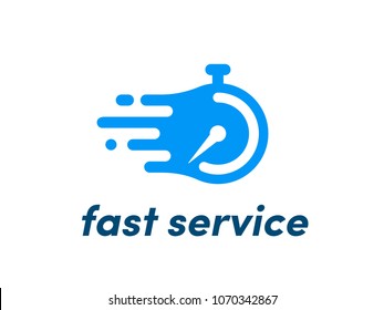 Time Clock Or Stopwatch Logo For Fast Delivery Service Icon
