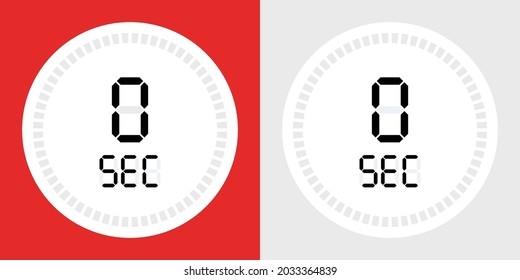 Time, clock, stopwatch, timer progress circles with 0 seconds icon