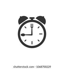 time and clock symbol. Restaurant Icon. fork and spoon logo. Vector eps 10.