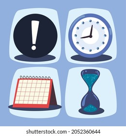 time clock symbol set on striped background