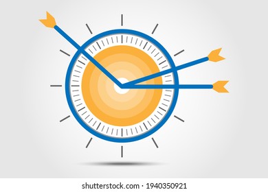 Time and clock target concept. Hour measurement efficiency vector symbol illustration