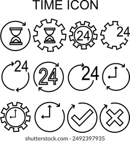 TIME AND CLOCK - Thin line icon set, icon set for websites and design.