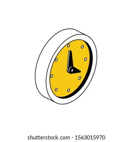 Time clock. Vector 3d isometric, color web icon, new flat style. Creative illustration design, idea for infographics.