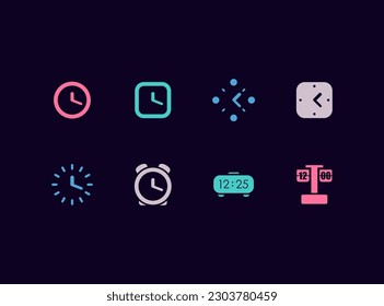 Time and clock vector icon set. Time concept icons.