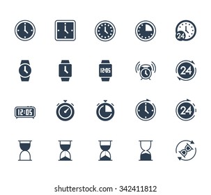 Time and clock vector icon set