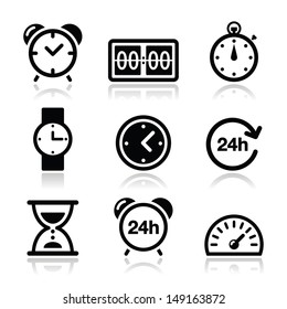 Time, clock vector icons set