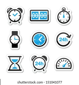 Time, clock vector icons set