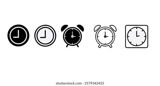 Time and clock vector icons set