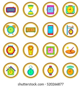 Time and Clock vector set in cartoon style isolated on white background