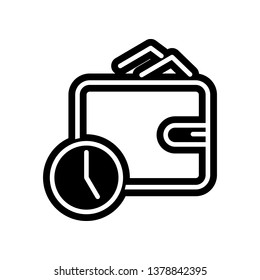 time clock with wallet icon. Element of Finance for mobile concept and web apps icon. Glyph, flat icon for website design and development, app development