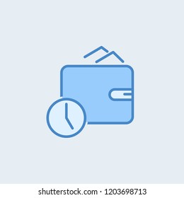 time clock with wallet icon on the white background