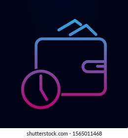 Time clock with wallet nolan icon. Simple thin line, outline vector of finance icons for ui and ux, website or mobile application