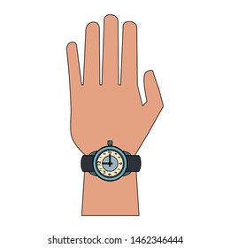 time clock watch alarm with hand cartoon vector illustration 