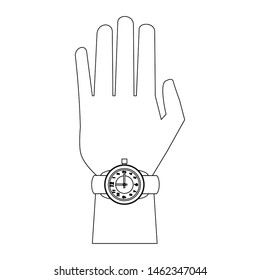 time clock watch alarm with hand cartoon vector illustration graphic design