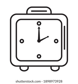 time clock watch analog alarm square form line style icon vector illustration design