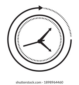 time clock watch analog with arrow around line style icon vector illustration design