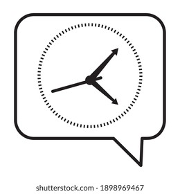 time clock watch analog in speech bubble line style icon vector illustration design