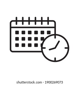 reloj de tiempo con diseño de ilustración vectorial de estilo de línea de calendario