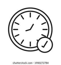 time clock watch with check symbol line style icon vector illustration design