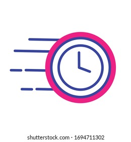 time clock watch flat style vector illustration design